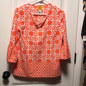 Orange and white top